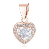 Pandantiv argint placat cu aur roz inima cu pietre DiAmanti Z0760C_RG-DIA